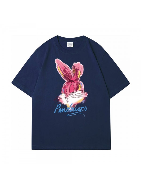 Watercolor Graffiti Rabbit 3 Unisex Mens/Womens Short Sleeve T-shirts Fashion Printed Tops Cosplay Costume